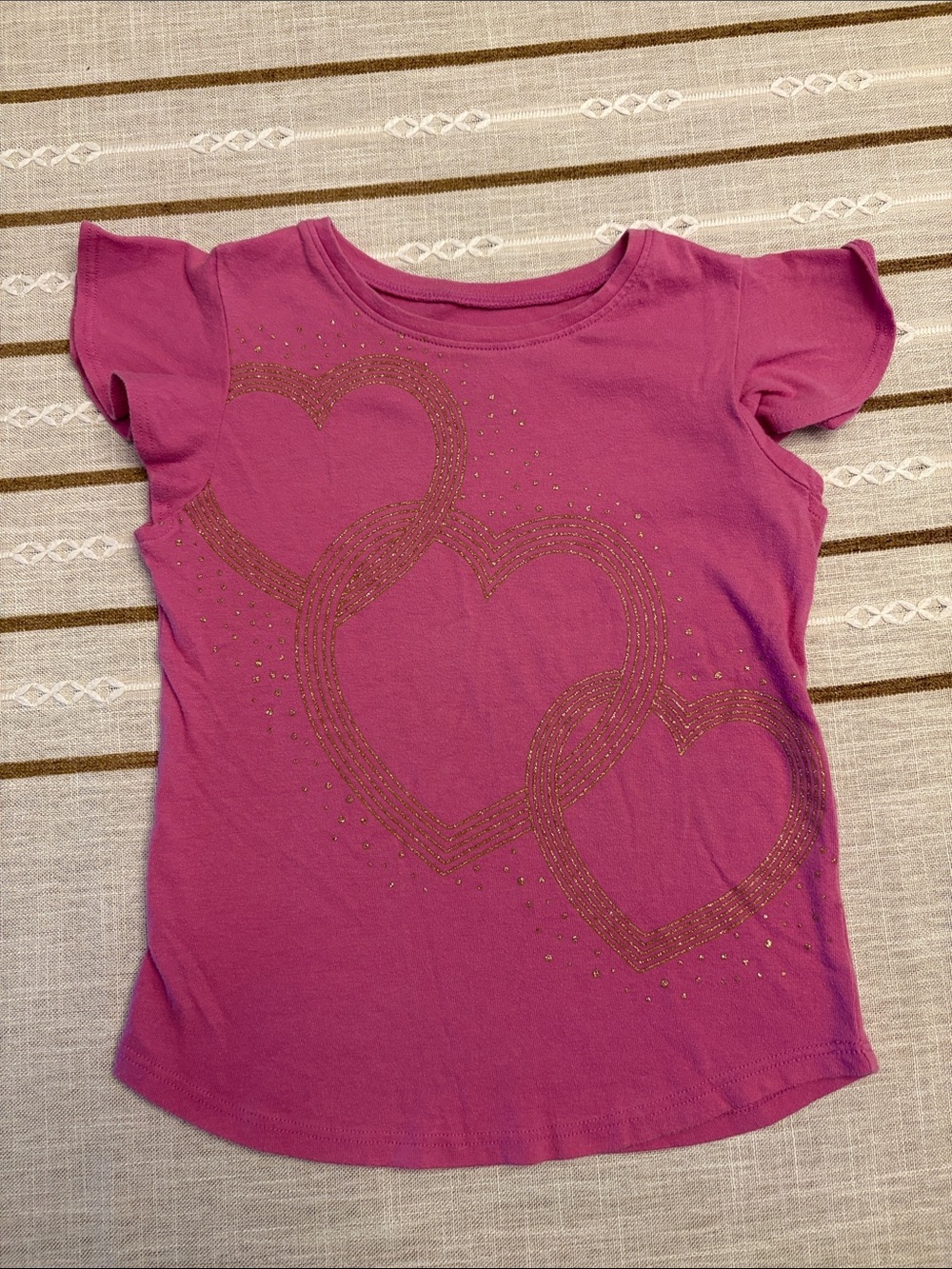 jumping beans Pink Short Sleeve Tee with Metallic Heart Trio